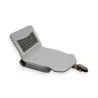 Portefeuille gris bi-matière avec détails dorés, design élégant et compact