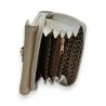 Portefeuille bi-matière doré avec intérieur à motifs, fermeture éclair et comparti...