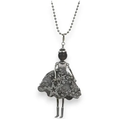 Collana Bambola di Pizzo Grigio Articolata Collana Bambola di Pizzo Grigio Articolata