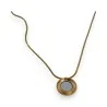 Collier magnétique doré avec pendentif rond et support aimanté pour broche interchan...