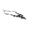 Collier floral noir élégant avec pendentif cascade de fleurs sur cordon, bijou Ikita