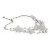 Collana Floreale Bianca da Sposa con Perle e Fiori in Tessuto