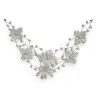 Collana Floreale Bianca da Sposa con Perle e Fiori in Tessuto