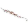 Collier ras de cou floral avec fleurs roses et blanches sur câble argenté, style roma...