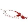 Collier floral rouge cerise, métal doré et tissu, style Floraline, bijou délicat