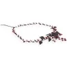 Collier perlé délicat avec motif floral en rubis et feuilles noires, style bohème é...