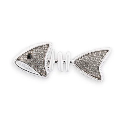 Broche Magnética Pez Plateado con Brillantes Broche Magnética Pez Plateado con Brillantes