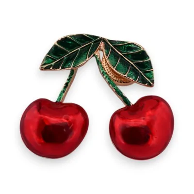 Cherry Red Enamel Magnetic Brooch Cherry Red Enamel Magnetic Brooch
