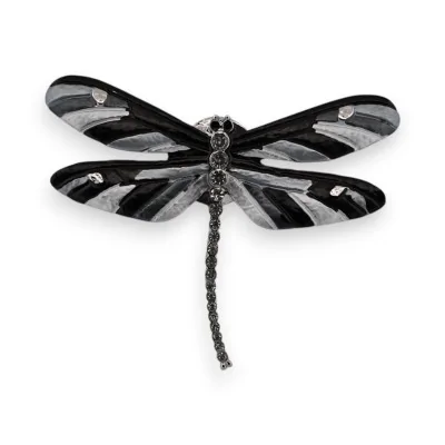 Broche Magnétique Libellule Argentée et Noire Broche Magnétique Libellule Argentée et Noire