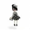 Broche Imantada Mujer Parisina Lunares Negros - Estilo Vintage Francés