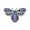 Broche aimantée papillon bleu émaillé strass - bijou insecte magnétique