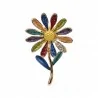 Multicolored Daisy Magnetic Brooch - Rainbow Floral Jewellery with Rhinestones