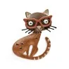 Broche Aimantée Chat à Lunettes Marron