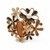 Vintage Floral Bouquet Magnetic Brooch with Amber Stone and Pearly Bead