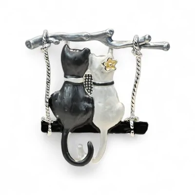Broche Magnética Dúo Gatos Columpio - Joya Romántica para Parejas Broche Magnética Dúo Gatos Columpio - Joya Romántica para Parejas