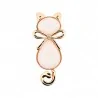 Pink Cat Magnetic Brooch with Gold Bow - Kawaii Feline Jewelry with Natural Stone