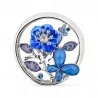 Round Blue Flower Magnetic Brooch Garden Crystal Butterfly
