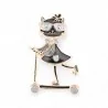 Broche Magnética Gato Negro en Patinete - Joya Felina Urbana de Moda