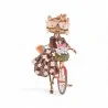 Spilla Magnetica Gatto in Bicicletta con Gattino - Gioiello Felino Romantico Oro Rosa
