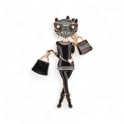 Magnetic Cat Fashionista Shopping Brooch - Elegant Fashion Jewelry