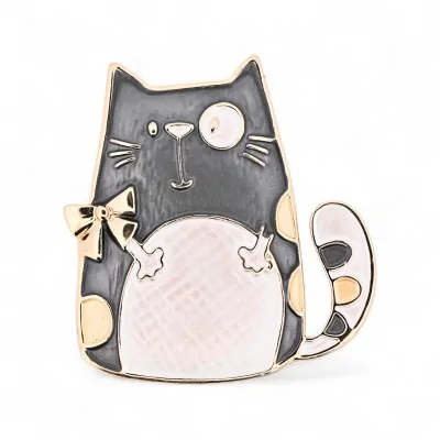 Spilla Magnetica Gatto Comico Occhio Grande - Gioiello Umoristico Kawaii Chic