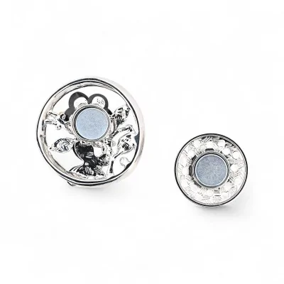 Médaillon floral papillon ailes marbrées strass cristal noir argent - broche luxe intemporelle Médaillon floral papillon ailes marbrées strass cristal noir argent - broche luxe intemporelle