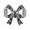 Magnetic Brooch Large Black Shiny Bow - Sophisticated Monochrome Jewelry