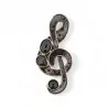 Magnetic Treble Clef Brooch Black and Rose Gold - Luxurious Musical Jewelry Black Stones