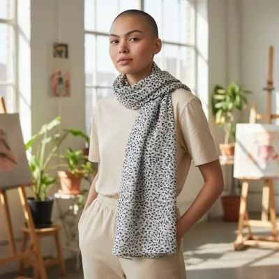 Foulard Noir à Tâches avec Détails Dorés et Argentés NanaMode