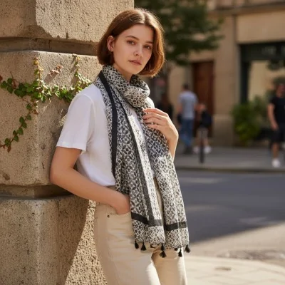 Black circle scarf with...