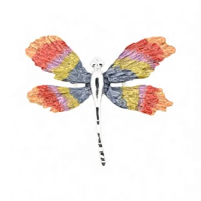 Broche aimantée libellule multicolore arc-en-ciel 9cm