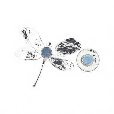 roche magnétique libellule ailes dégradé orange violet jaune