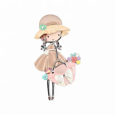 Broche Imantado Niña Elegante Bolso Rosa - Joya Vintage Moda