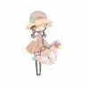 Broche aimantée fillette sac à main rose chapeau 7.5cm