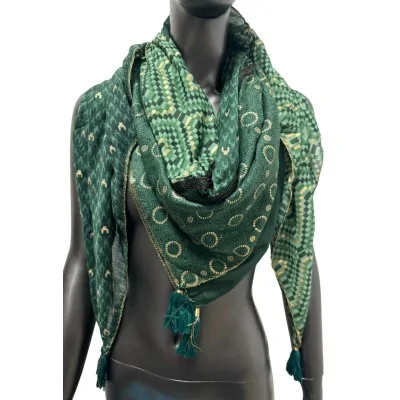 Patchwork Square Scarf Mosaic Green