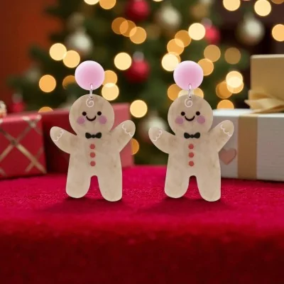 Pendientes de Fantasía de Navidad Muñeco de Jengibre