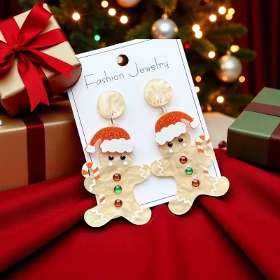 Pendientes de Fantasía Pan de Jengibre de Navidad