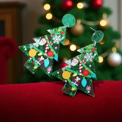 Pendientes Árbol de Navidad de Resina Pendientes Árbol de Navidad de Resina