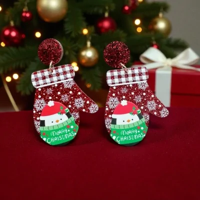 Orecchini fantasia Natale pupazzo di neve in resina 5,5x3,3cm