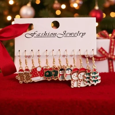 Lote de 6 Pares Pendientes Fantasía de Navidad Lote de 6 Pares Pendientes Fantasía de Navidad
