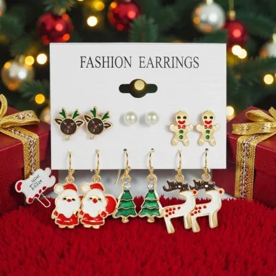 Set of 6 Christmas Fancy Earrings
