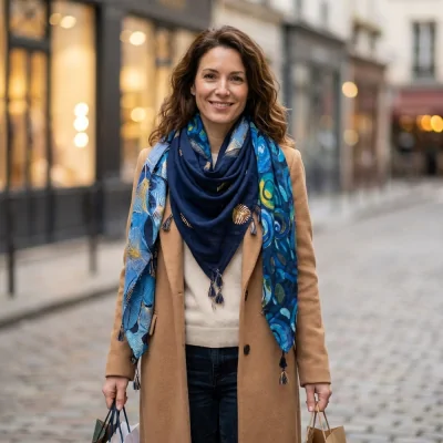 Foulard Carré Patchwork Ginkgo