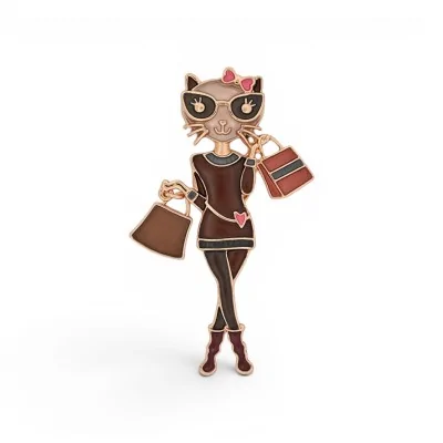 Broche Aimantée Femme Chat...