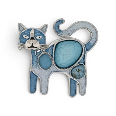 Broche Chat Aimantée Bleue...