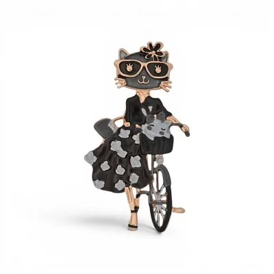 Broche Chat à Vélo - Bijou...