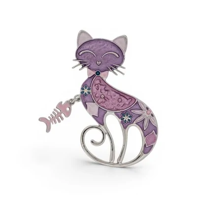 Broche Aimantée Chat Violet...