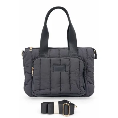 Sac à Main Doudoune Noir Matelassé
