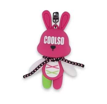 Llavero de conejo Coolso en rosa y verde neón