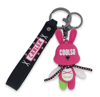 Coolso Neon pink und grüner Kaninchen-Schlüsselanhänger