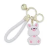 Porte-clés lapin doudou blanc et rose